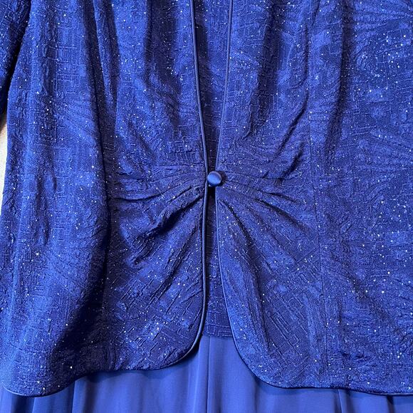 Alex Evenings Glittered Two Piece Dress Set Modest Dress Sz 10 Electric Blue New - Picture 4 of 10